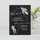 Blast Off Space Astronaut Birthday Party Kaart (Staand voorkant)