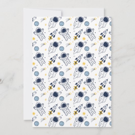 Blast Off Space Birthday Uitnodiging (Achterkant)
