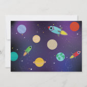 Blast Off Space Galaxy Verjaardag Party Rocket Fot Kaart (Achterkant)