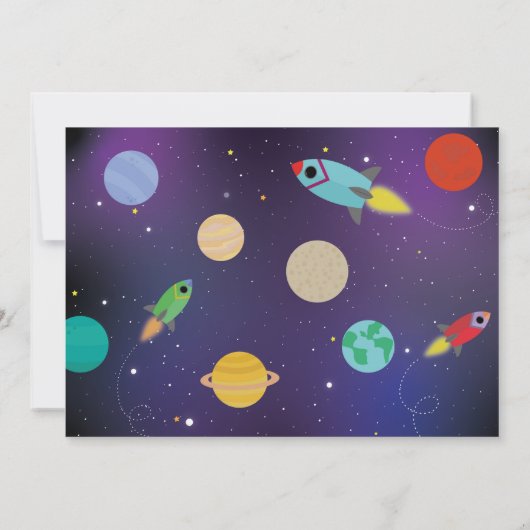 Blast Off Space Galaxy Verjaardag Party Rocket Fot Kaart (Achterkant)