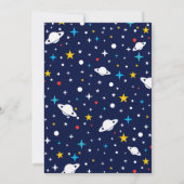 Blast Off Space Thema Kids Verjaardagsfeestfoto Kaart (Achterkant)