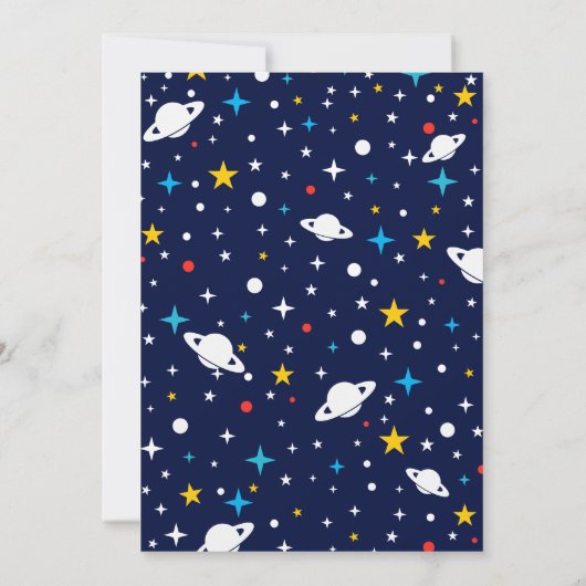 Blast Off Space Thema Kids Verjaardagsfeestfoto Kaart (Achterkant)