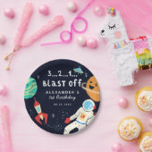 Blast Off Space Thema Verjaardagsfeest Papieren Bordje (Feest)