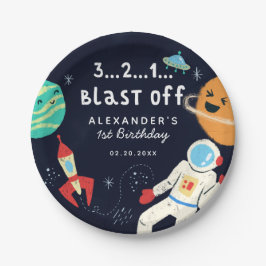 Blast Off Space Thema Verjaardagsfeest Papieren Bordje