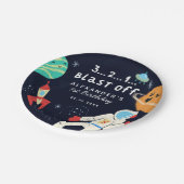 Blast Off Space Thema Verjaardagsfeest Papieren Bordje (Gekanteld)