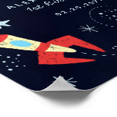 Blast off Space Theme Birthday Welkomstteken Poster (Hoek)