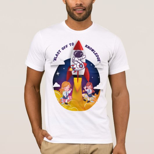 "Blast Off to Knowledge Rocket Schoolgirl T-shirt" T-shirt (Voorkant)