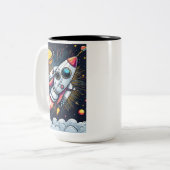 Blast Off! Tweekleurige Koffiemok (Voorkant links)