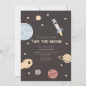 Blast Off Two the Moon Kinder ruimteverjaardag Kaart (Voorkant)
