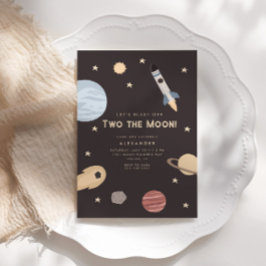 Blast Off Two the Moon Kinder ruimteverjaardag Kaart
