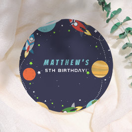 Blast Off! Verjaardagsfeestje in de buitenruimte Papieren Bordje
