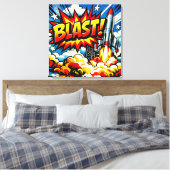 BLAST! Retro Pop Art Raketexplosie Canvas Afdruk (Insitu (Slaapkamer))