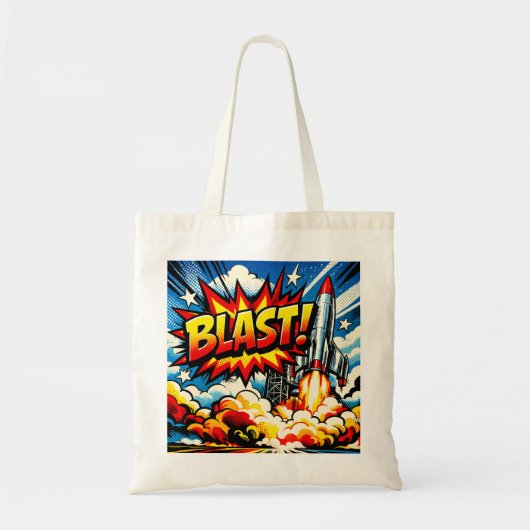 BLAST! Retro Pop Art Raketexplosie Tote Bag (Voorkant)