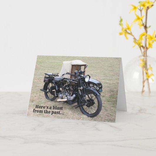 Blast Van Verleden  Motorfiets Verjaardag Kaart (Gele Bloem)