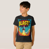 BLAST! Vintage Comic Style Rocket Explosion T-shirt (Voorkant volledig)