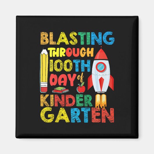 Blasten door 100e dag van de kleuterschool jongens magneet (Voorkant)