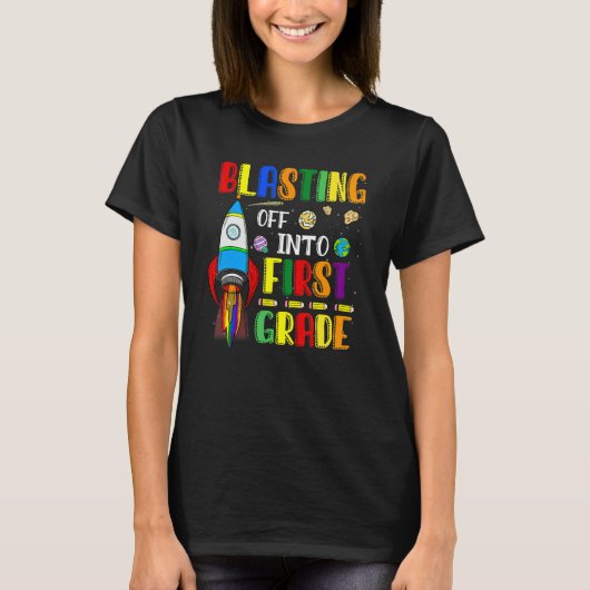 Blasting Off Into First Grade  Back To School Boys T-shirt (Voorkant)