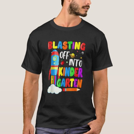 Blasting Off Into Kindergarten Back To School Boys T-shirt (Voorkant)