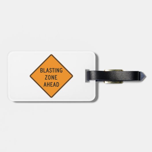 Blasting Zone Ahead Road Sign Bagagelabel (Achterkant horizontaal)
