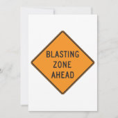 Blasting Zone Ahead Road Sign Kaart (Voorkant)