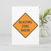 Blasting Zone Ahead Road Sign Kaart (Staand voorkant)
