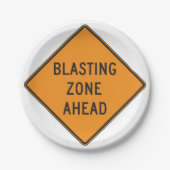 Blasting Zone Ahead Road Sign Papieren Bordje (Voorkant)