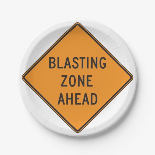 Blasting Zone Ahead Road Sign Papieren Bordje (Voorkant)