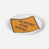 Blasting Zone Ahead Road Sign Papieren Bordje (Gekanteld)