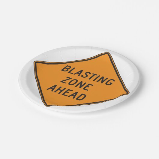 Blasting Zone Ahead Road Sign Papieren Bordje (Gekanteld)