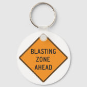 Blasting Zone Ahead Road Sign Sleutelhanger (Achterkant)