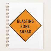 Blasting Zone Ahead Road Sign Spiral Planner (Voorkant)