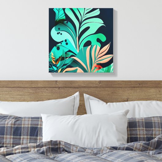 Blätter Canvas Afdruk (Insitu (Slaapkamer))