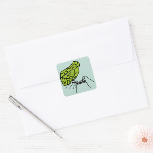 Blattschneideameise Natur Stencil Vierkante Sticker (Envelop)