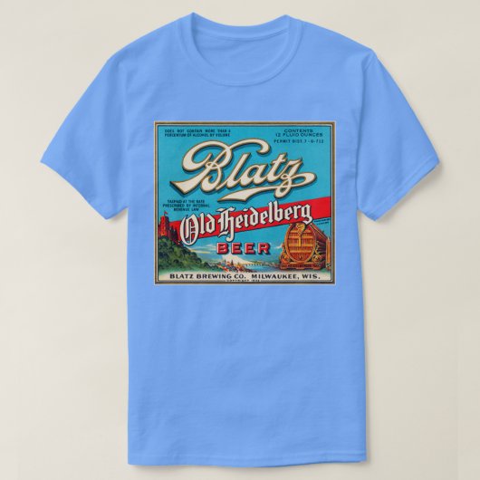 Blatz Old Heidelberg  Beer Label teruggezet op T T-shirt (Design voorkant)