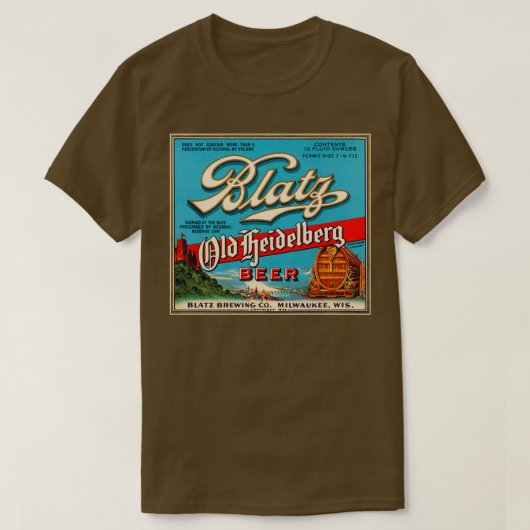 Blatz Old Heidelberg  Beer Label teruggezet T-shirt (Design voorkant)