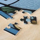 Blau Glas-in-lood Bloemontwerp Legpuzzel (Zijkant)
