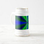 blau grün Regenbogen Bierpul (Voorkant links)