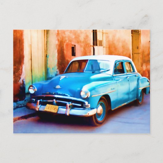 Blau oldtimer op Cuba Briefkaart (Voorkant)