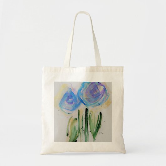 blaue abstrakte Blumen Tote Bag (Voorkant)