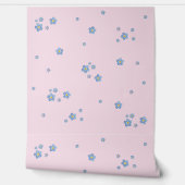 Blaue Aquarell Vergissmeinnicht Blüten - rosa Behang (Afrollen)