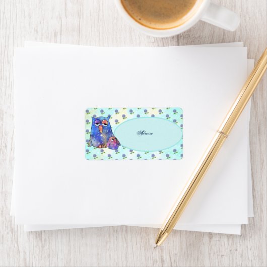 Blaue Eule Etiket (Insitu)