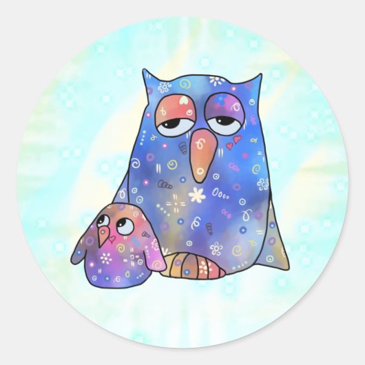 Blaue Eule Ronde Sticker (Voorkant)