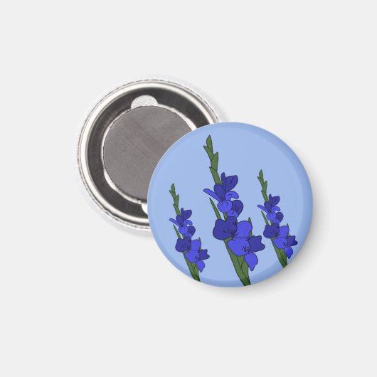 Blaue Gladiole Magneet (Voorkant / Achterkant)