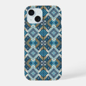 Blaue symetrisches Boho Muster 18583 b xl iPhone 15 Case (Achterkant)