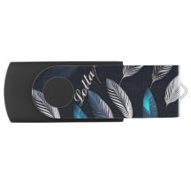 blaue und weiße Federn