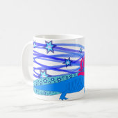 Blauer Axolotl mit Sternen Koffiemok (Voorkant links)