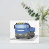 blauer Baustellen LKW Briefkaart (Staand voorkant)