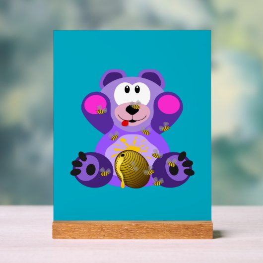 Blauer Honig Bär Acryl Bord (Neutraal)