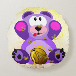 Blauer Honig Bär Rond Kussen