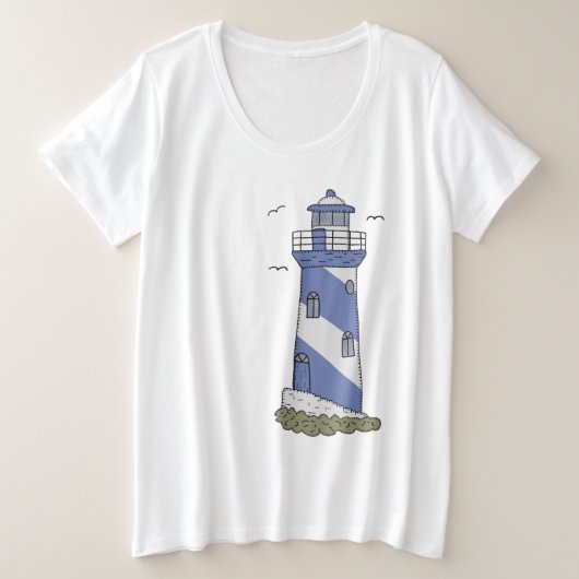 blauer Leuchtturm Grote Maat T-shirt (Design voorkant)